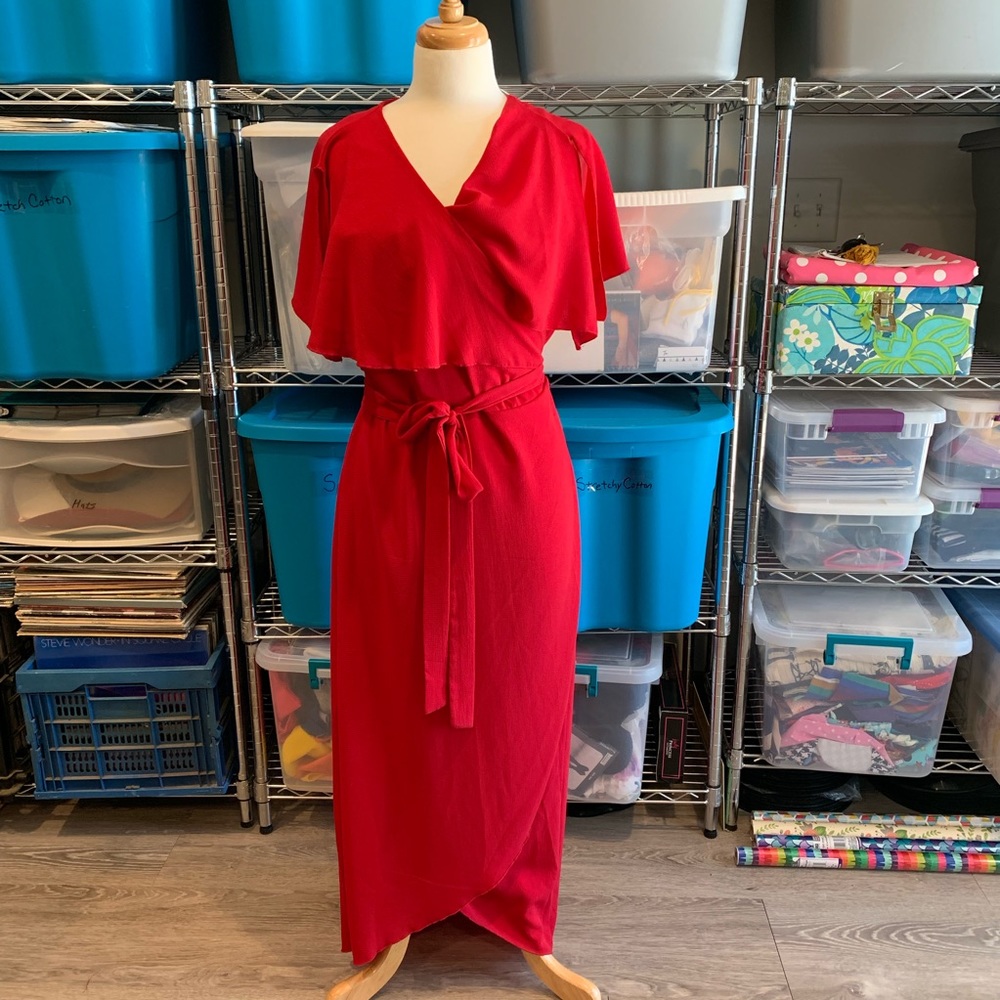 Wine Red F21 PLUS Wrap Dress Cape burgundy midi